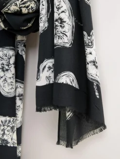 Best Next Black/White Lightweight Scarf Mono Locket Print Scarf