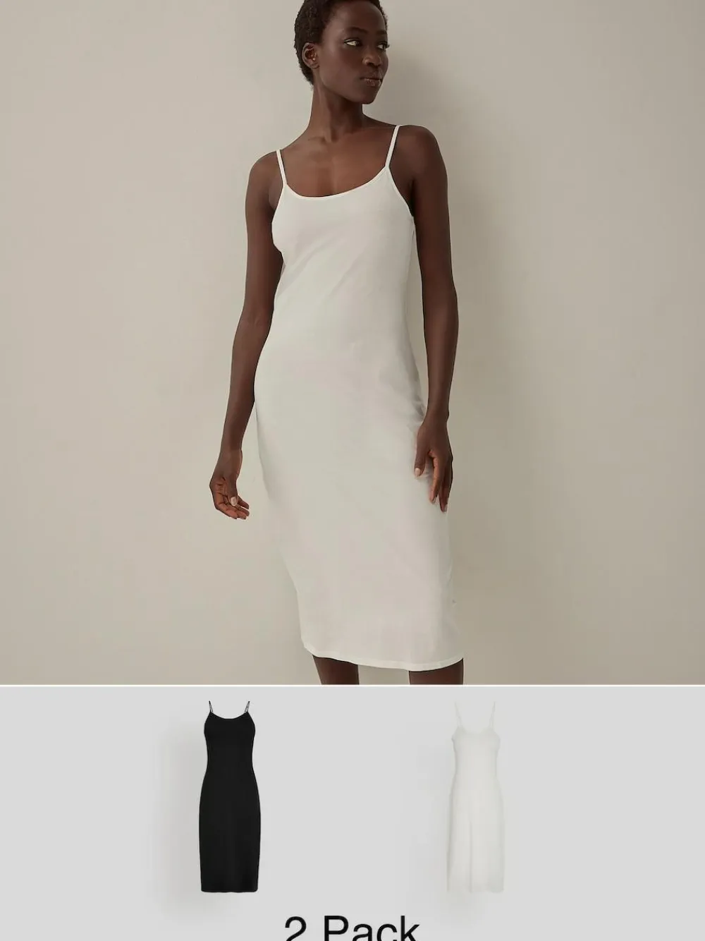 Discount Next Black/White Long Naturally Cooling Cotton Slips 2 Pack