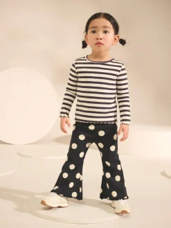 Next Black/White Long Sleeve Rib Tops 5 Pack (3mths-7yrs)^ Baby Girls|Tops