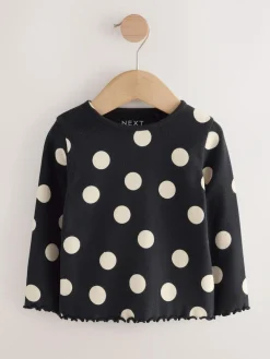 Next Black/White Long Sleeve Rib Tops 5 Pack (3mths-7yrs)^ Baby Girls|Tops