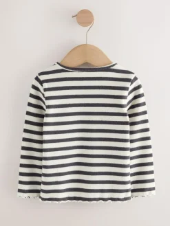 Next Black/White Long Sleeve Rib Tops 5 Pack (3mths-7yrs)^ Baby Girls|Tops