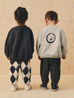 Next Black/White Printed 2 Pack Sweatshirt And Stripe Joggers Set (3mths-7yrs)^BOY Sweatshirts & Hoodies|Sets & Co-Ords