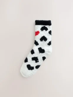 Best Next Cosy Ankle Socks 2 Pack Black/White Red Hearts