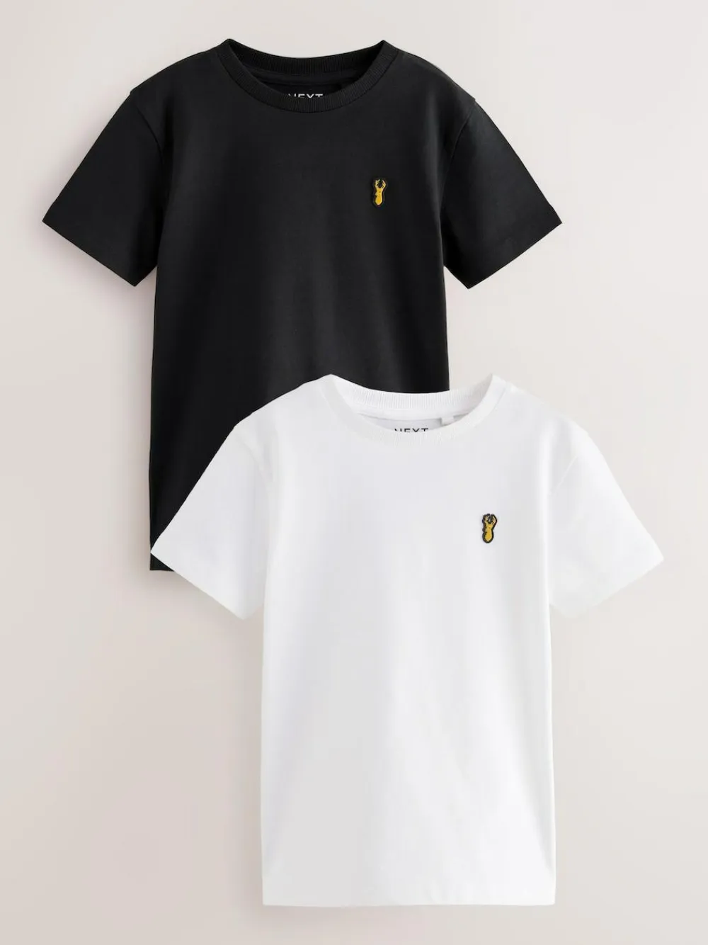 Clearance Next Black/White Short Sleeve Stag Embroidered T-Shirts 2 Pack (3-16yrs)