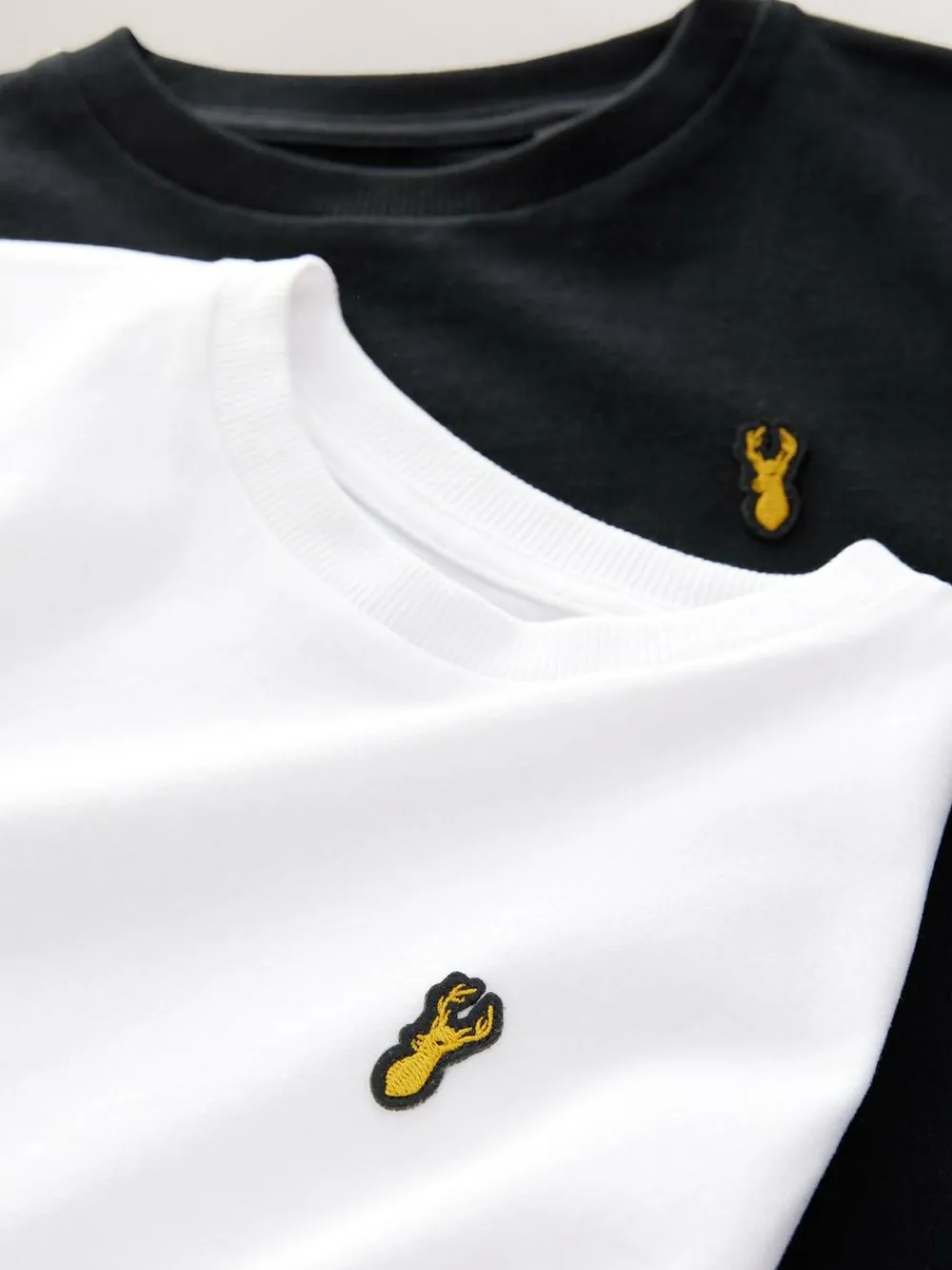 Clearance Next Black/White Short Sleeve Stag Embroidered T-Shirts 2 Pack (3-16yrs)