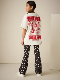 Next Black/White Spot 1 Pack Rib Flare Leggings (3-16yrs)^ Pants & Leggings|Pants & Leggings