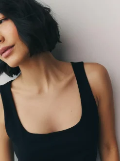 Next Black/White Square Neck Vest 2 Pack^Women Tops & T-Shirts