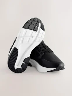 Next Black/White Standard Fit (F) Elastic Lace Trainers^BOY Sneakers