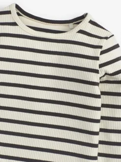 Outlet Next Black/White Stripe Cotton Rich Long Sleeve Rib T-Shirt (3mths-7yrs)