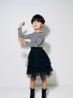 Clearance Next Black/White Stripe Long Sleeve Ribbed Top (3-16yrs)