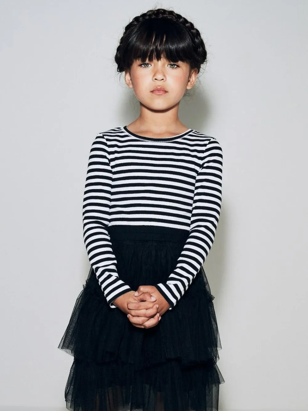 Clearance Next Black/White Stripe Long Sleeve Ribbed Top (3-16yrs)