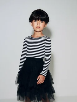 Clearance Next Black/White Stripe Long Sleeve Ribbed Top (3-16yrs)