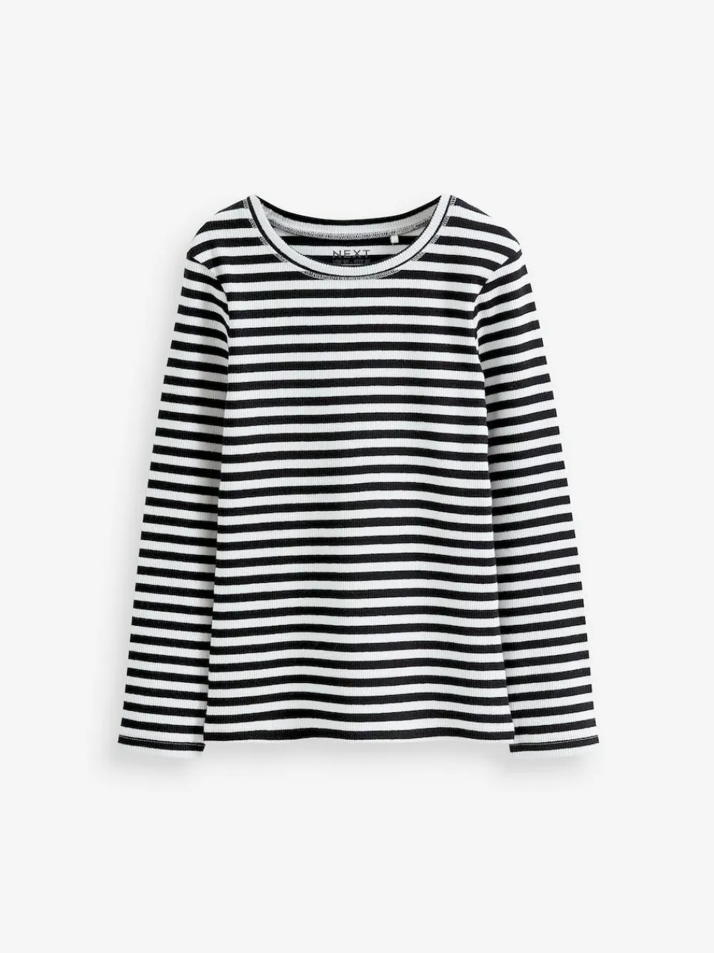 Clearance Next Black/White Stripe Long Sleeve Ribbed Top (3-16yrs)