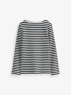 Clearance Next Black/White Stripe Long Sleeve Ribbed Top (3-16yrs)