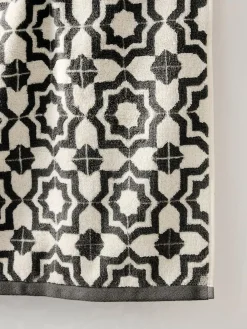 Next Black/White Tile Geo 100% Cotton Towels^ Towels & Bathmats