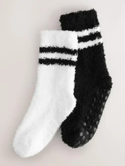 New Next Black/White Tipped Cosy Socks 2 Pack