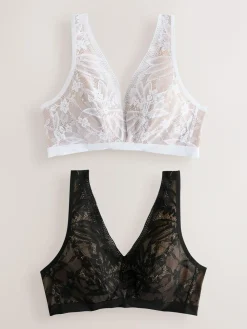 Next Black/White Total Support Non Pad Wire Ultimate Comfort Bras 2 Pack^Women Dd+ Range|Bras