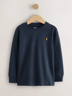 Clearance Next Black/White/Blue Stag Logo Long Sleeve Cosy T-Shirts 8 Pack (3-16yrs)