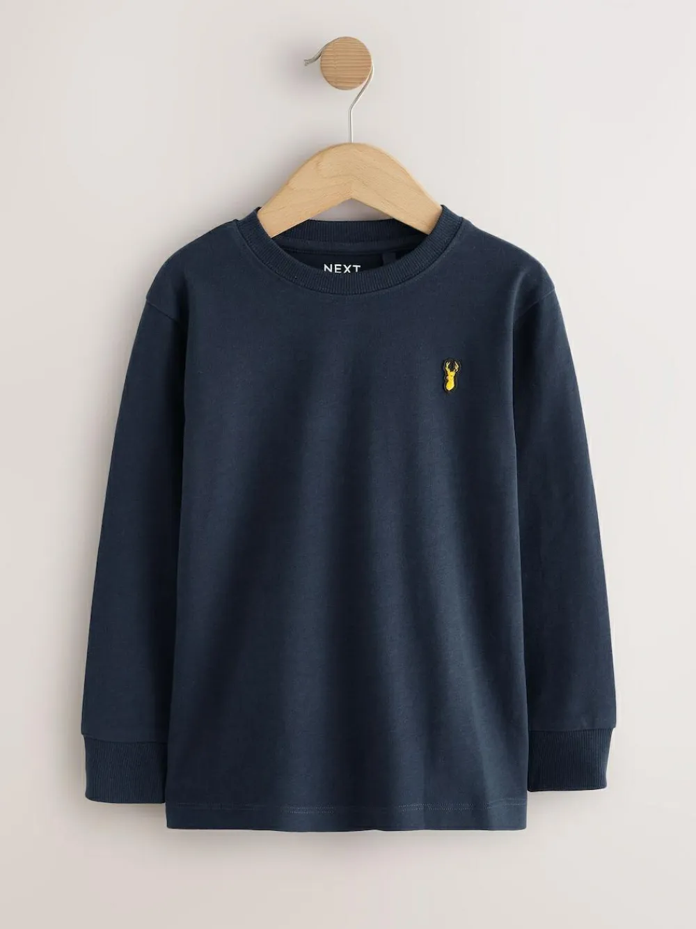 Clearance Next Black/White/Blue Stag Logo Long Sleeve Cosy T-Shirts 8 Pack (3-16yrs)