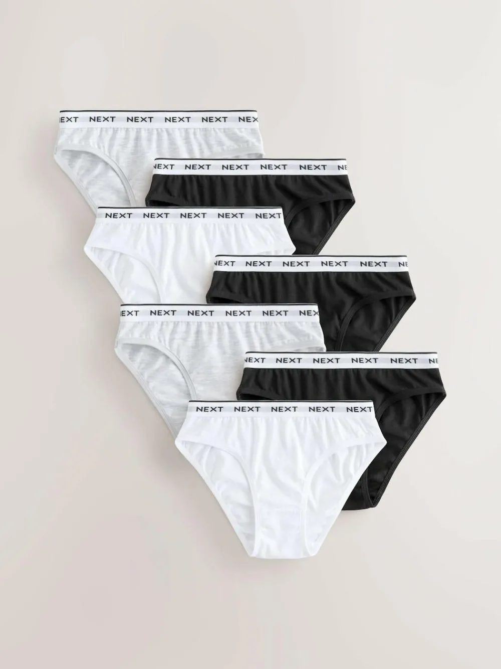 Next Bikini Briefs 7 Pack (5-16yrs) Black/White/Grey