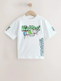 Next Black/White/Grey Relaxed Fit Graphic Print Short Sleeve T-Shirts 3 Pack (3-16yrs)^BOY T-Shirts