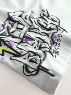 Next Black/White/Grey Relaxed Fit Graphic Print Short Sleeve T-Shirts 3 Pack (3-16yrs)^BOY T-Shirts