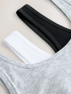 Next Black/White/Grey Scoop Crop Tops 3 Pack (5-16yrs)^ Underwear|Bras & Crop Tops