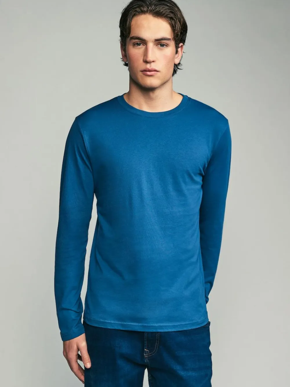 Outlet Next Black/White/Grey/Blue Slim Fit Regular Fit Long Sleeve 100% Cotton T-Shirts 5 Pack