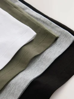 Online Next Black/White/Grey/Khaki Regular Fit Short Sleeves T-Shirts 4 Pack (3-16yrs)