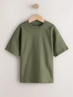 Discount Next Black/White/Grey/Khaki Relaxed Fit Short Sleeves T-Shirts 4 Pack (3-16yrs)