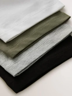 Discount Next Black/White/Grey/Khaki Relaxed Fit Short Sleeves T-Shirts 4 Pack (3-16yrs)