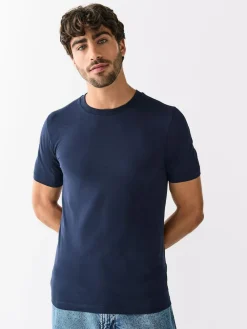 Next Black/White/Navy/Grey Muscle Fit Essential Cotton T-Shirts 6 Pack^ Nightwear|Tops & T-Shirts