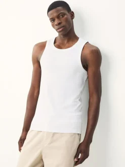 New Next Black/White/Neutral/Navy 4 Pack Slim Ribbed Vest