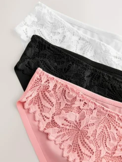 Best Next Brazilian Lace Front NVPL Knickers 3 Pack Black/White/Nude