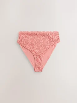 Outlet Next High Waist High Leg Lace Front NVPL Knickers 3 Pack Black/White/Nude