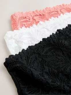 Outlet Next High Waist High Leg Lace Front NVPL Knickers 3 Pack Black/White/Nude