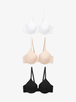 Next Black/White/Pastel Rose Nude Pad Full Cup Cotton Blend Ultimate Comfort Bras 3 Pack^Women Bras