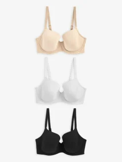 Next Black/White/Pastel Rose Nude Pad Balcony DD+ Cotton Blend Ultimate Comfort Bras 3 Pack^Women Dd+ Range|Bras