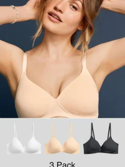 Next Pad Non Wire Cotton Blend Ultimate Comfort Bras 3 Pack^Women Bras|All Lingerie