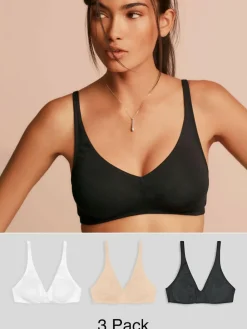 Next Non Pad Non Wire Cotton Blend Ultimate Comfort Bras 3 Pack^Women All Lingerie|Bras
