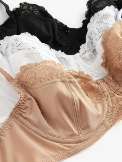 Next Black/White/Praline Nude 3 Pack Non Pad Full Cup Bras