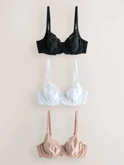 Best Next DD+ Non Pad Full Cup Bras 3 Pack Black/White/Praline Nude