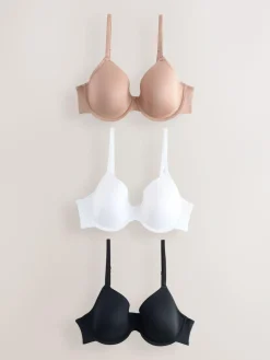 Next Black/White/Praline Nude Pad Full Cup A-E Ultimate Comfort Smoothing T-Shirt Bras 3 Pack^Women Bras|All Lingerie