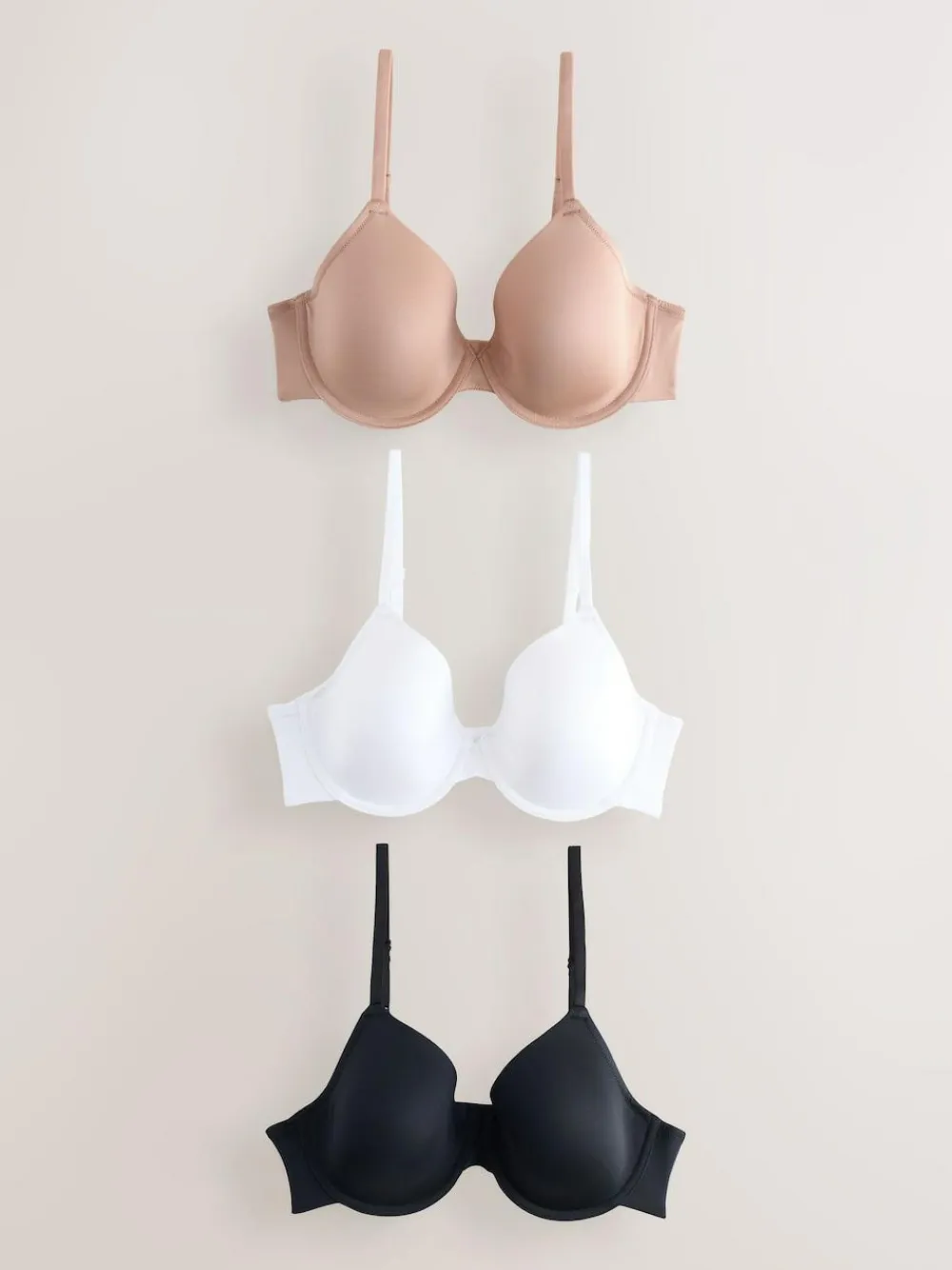 Next Black/White/Praline Nude Pad Full Cup A-E Ultimate Comfort Smoothing T-Shirt Bras 3 Pack^Women Bras|All Lingerie