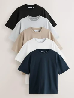 Next Relaxed Fit Heavyweight T-Shirts 5 Pack^ Nightwear|Tops & T-Shirts