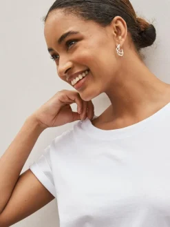 Clearance Next Cap Sleeve 100% Cotton T-Shirts 3 Pack Black/White/Stripe