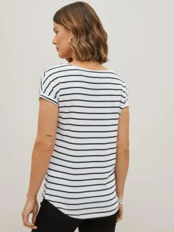 Clearance Next Cap Sleeve 100% Cotton T-Shirts 3 Pack Black/White/Stripe