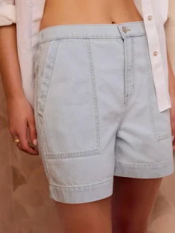 Sale Next Utility Lightweight 100% Cotton Denim Shorts Bleach