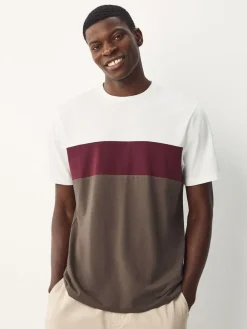 Next Regular Fit Colour Blocking T-Shirts 3 Pack Blue / Neutral / Green