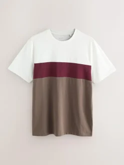 Next Regular Fit Colour Blocking T-Shirts 3 Pack Blue / Neutral / Green